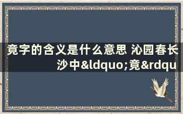 竟字的含义是什么意思 沁园春长沙中“竟”字的妙处